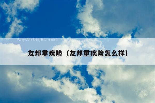 友邦重疾险（友邦重疾险怎么样）