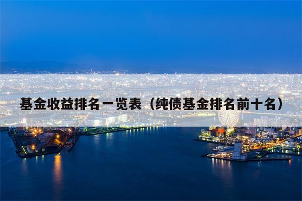基金收益排名一览表（纯债基金排名前十名）