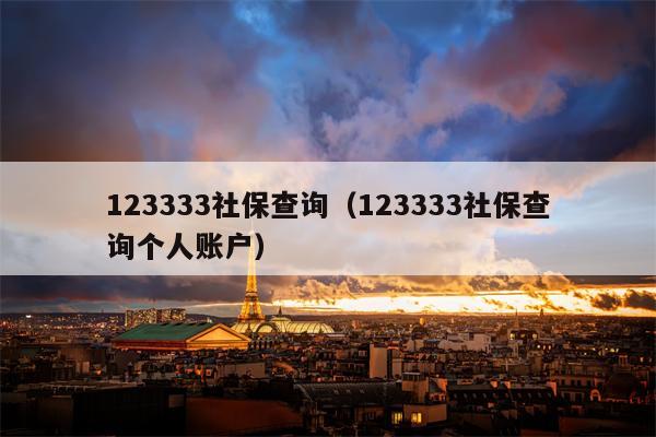 123333社保查询（123333社保查询个人账户）