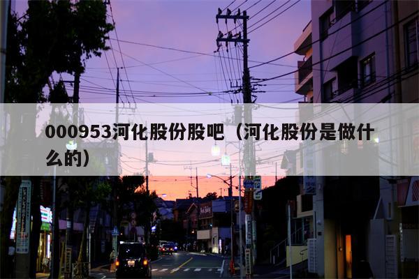 000953河化股份股吧（河化股份是做什么的）