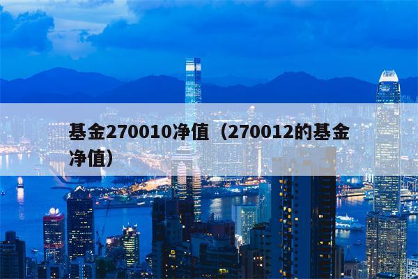 基金270010净值（270012的基金净值）