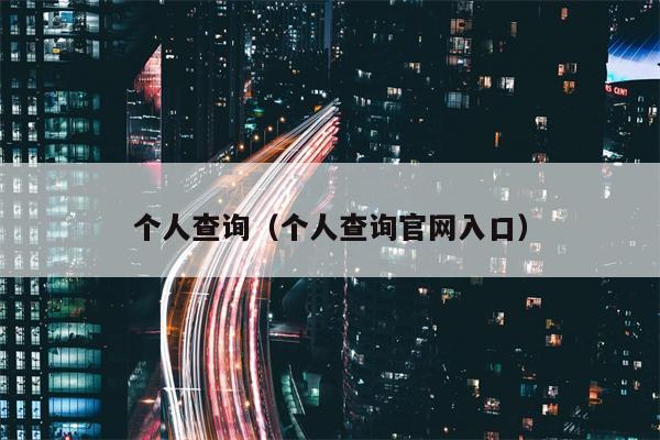 个人查询（个人查询官网入口）