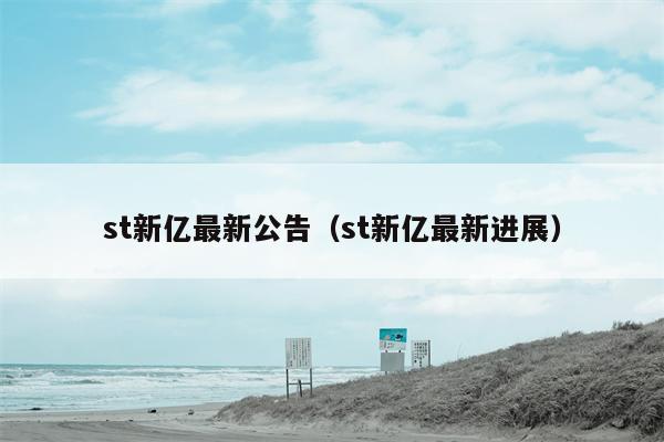 st新亿最新公告（st新亿最新进展）