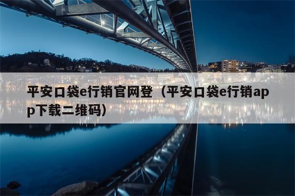 平安口袋e行销官网登（平安口袋e行销app下载二维码）