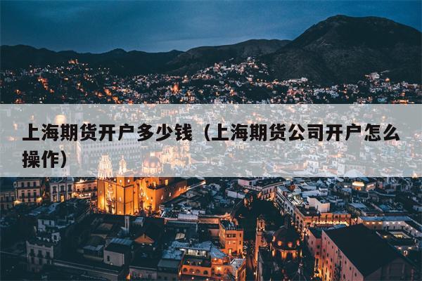 上海期货开户多少钱（上海期货公司开户怎么操作）