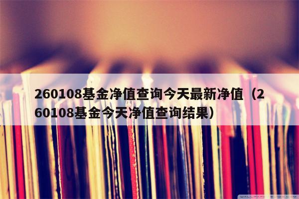 260108基金净值查询今天最新净值（260108基金今天净值查询结果）