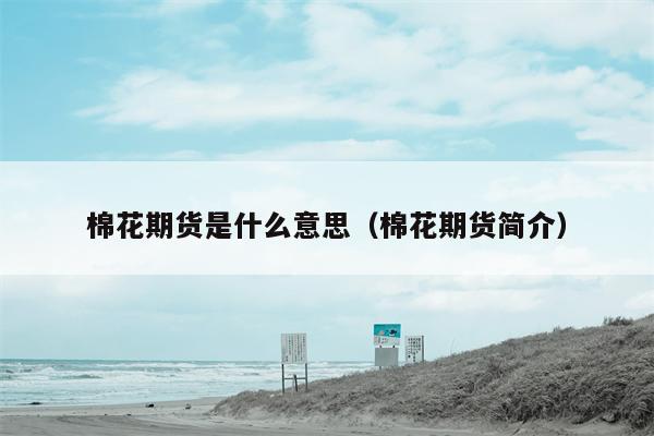 棉花期货是什么意思（棉花期货简介）