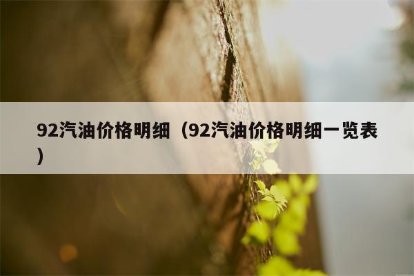 92汽油价格明细（92汽油价格明细一览表）