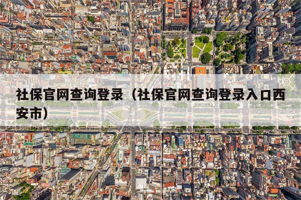 社保官网查询登录（社保官网查询登录入口西安市）