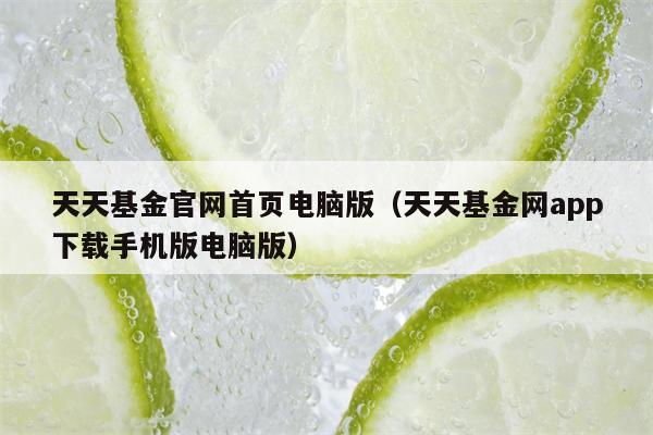 天天基金官网首页电脑版（天天基金网app下载手机版电脑版）