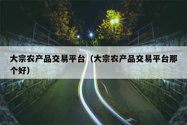 大宗农产品交易平台（大宗农产品交易平台那个好）