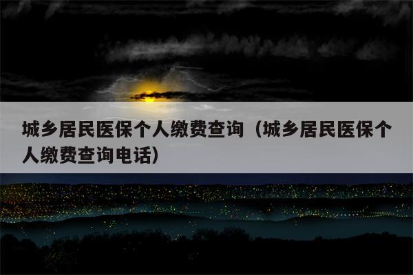 城乡居民医保个人缴费查询（城乡居民医保个人缴费查询电话）
