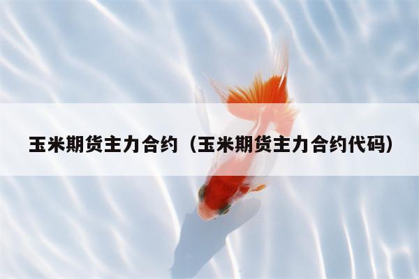 玉米期货主力合约（玉米期货主力合约代码）