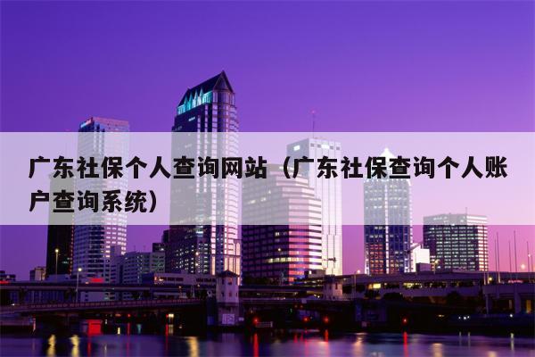 广东社保个人查询网站（广东社保查询个人账户查询系统）