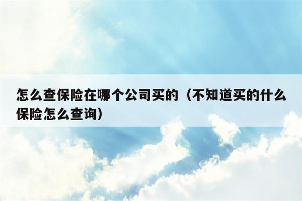 怎么查保险在哪个公司买的（不知道买的什么保险怎么查询）