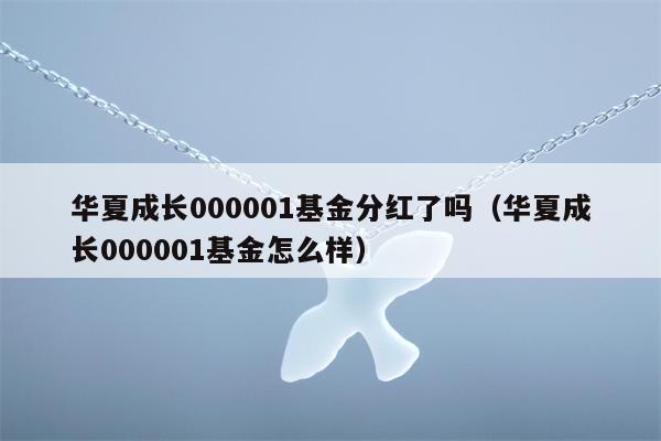 华夏成长000001基金分红了吗（华夏成长000001基金怎么样）