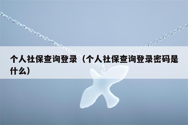个人社保查询登录（个人社保查询登录密码是什么）