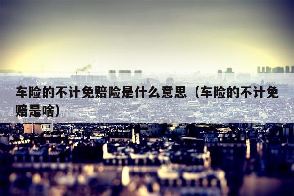 车险的不计免赔险是什么意思（车险的不计免赔是啥）