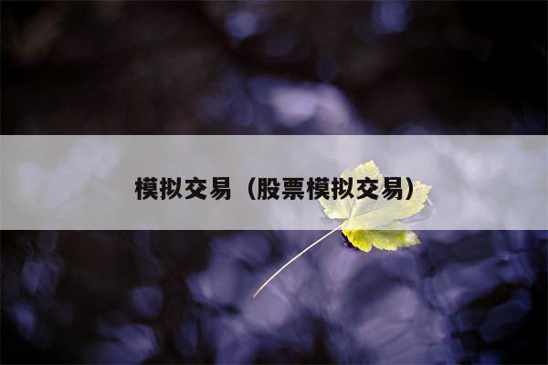 模拟交易（股票模拟交易）