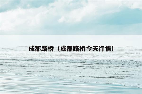 成都路桥（成都路桥今天行情）