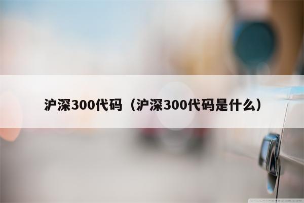 沪深300代码（沪深300代码是什么）