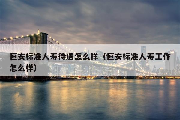 恒安标准人寿待遇怎么样（恒安标准人寿工作怎么样）