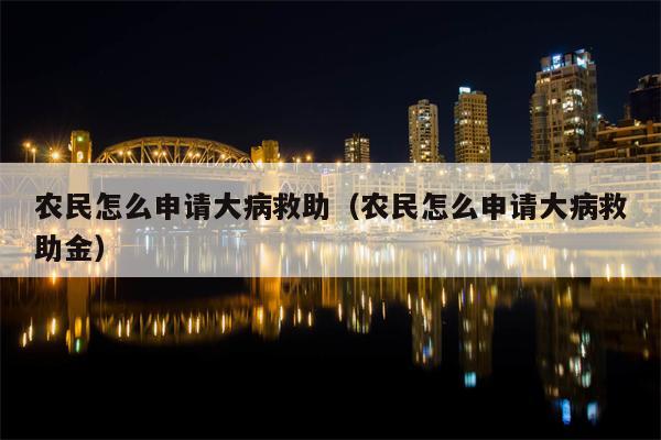 农民怎么申请大病救助（农民怎么申请大病救助金）