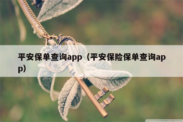 平安保单查询app（平安保险保单查询app）