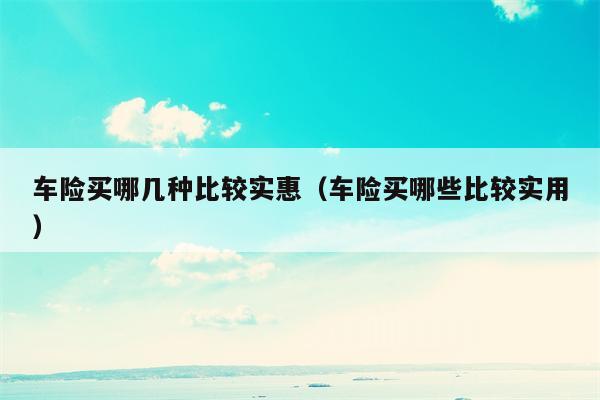 车险买哪几种比较实惠（车险买哪些比较实用）