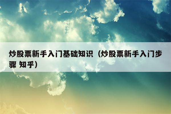 炒股票新手入门基础知识（炒股票新手入门步骤 知乎）