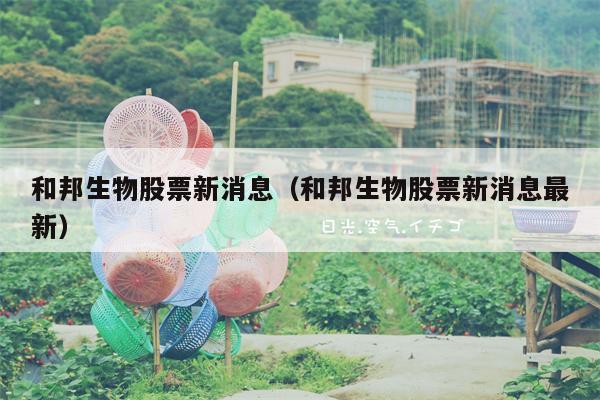 和邦生物股票新消息（和邦生物股票新消息最新）