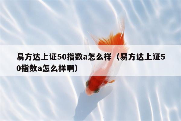 易方达上证50指数a怎么样（易方达上证50指数a怎么样啊）