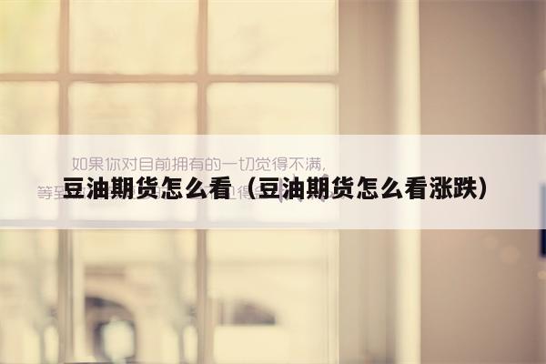 豆油期货怎么看（豆油期货怎么看涨跌）