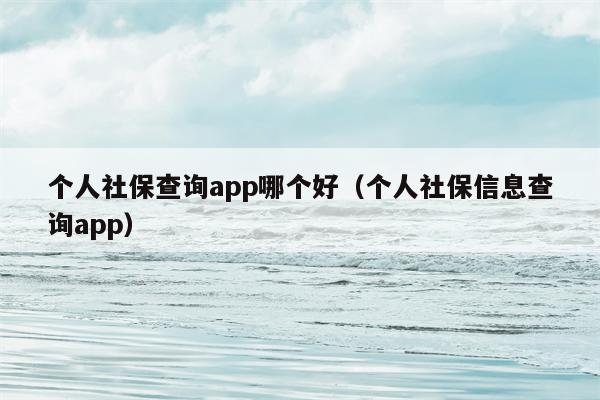 个人社保查询app哪个好（个人社保信息查询app）