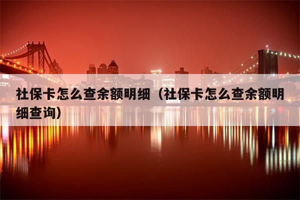 社保卡怎么查余额明细（社保卡怎么查余额明细查询）