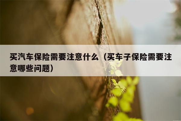 买汽车保险需要注意什么（买车子保险需要注意哪些问题）