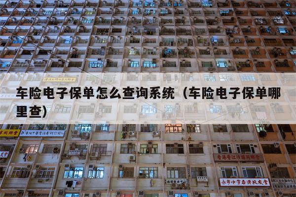 车险电子保单怎么查询系统（车险电子保单哪里查）