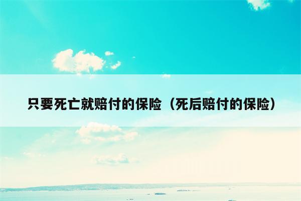 只要死亡就赔付的保险（死后赔付的保险）